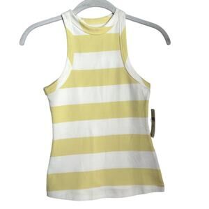 NWT Maeve By Anthropologie Yellow & White Racerback Tank Top Women's XXS